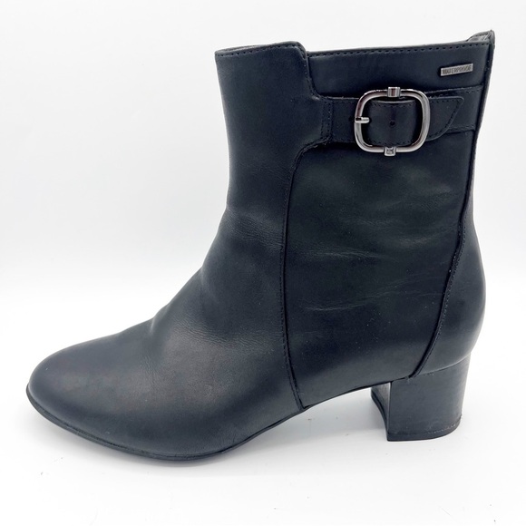 Clarks Linnae Buckle Leather Calf Height Boots - Picture 5 of 14